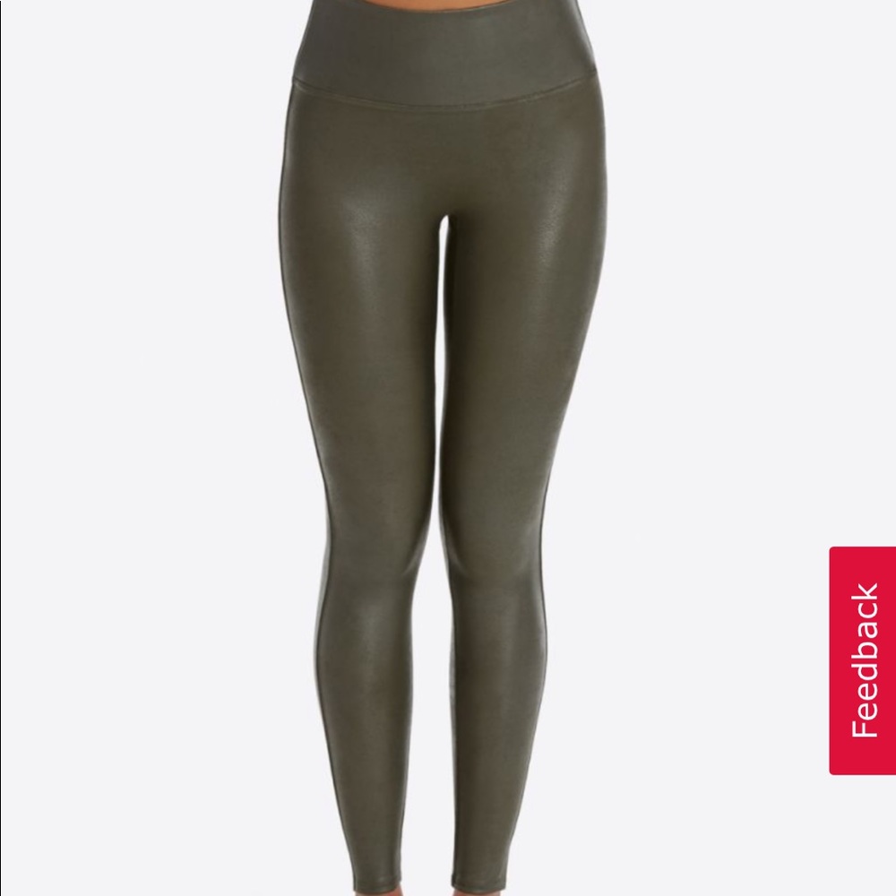 Spanx never worn green faux leather leggings